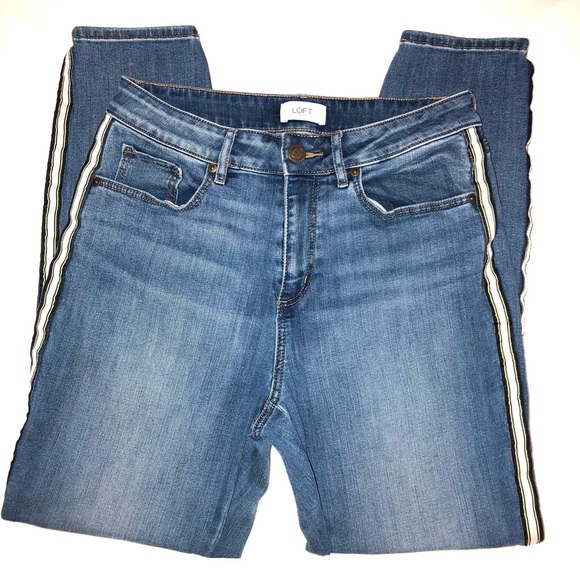 LOFT High Waist Striped Skinny Jeans - Picture 9 of 10